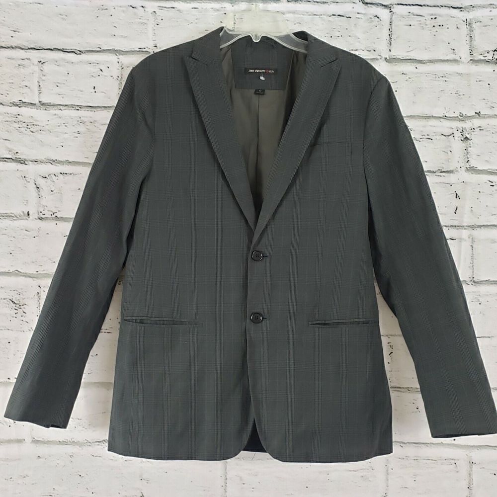 John Varvatos USA Gray Plaid 2 Button Blazer Jacket Mens Size 40 Workwear cotton